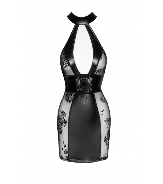 Sexy dress with a deep cleavage XXXL Noir Handmade F238, with transparent inserts, black - 2 - notaboo.es