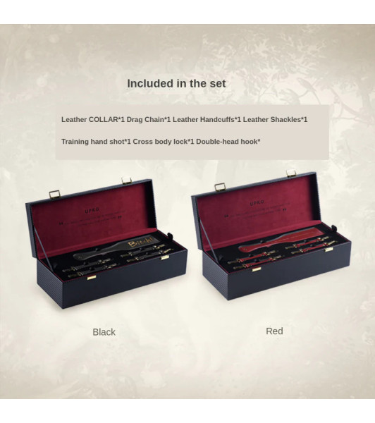 Luxury UPKO Italian Leather Bondage Tools Set with Case - Red  - 13 - notaboo.es