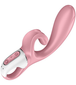 SATISFYER HUG ME SILICONE RECHARGEABLE FLEXIBLE APP ENABLED DUAL STIMULATION VIBRATOR PINK - notaboo.es