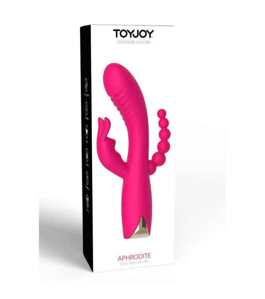 Aphrodite Toy Joy vibrador conejito rosa en relieve de espiga, 21 x 3,7cm - 1 - notaboo.es