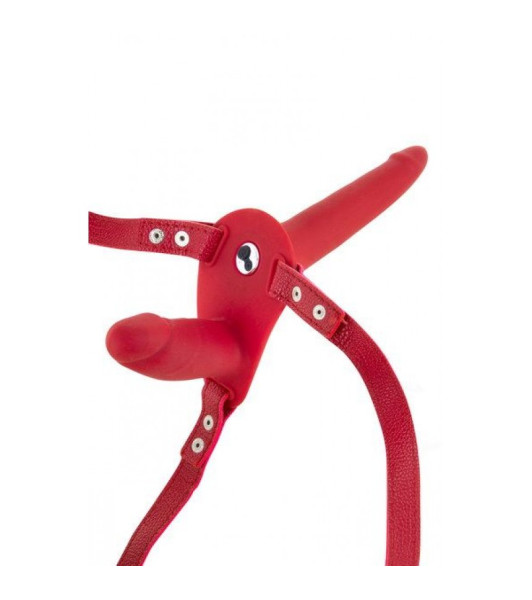 Fetish Tentation Vibrating Strap-On with Double Dildo Red - 1 - notaboo.es