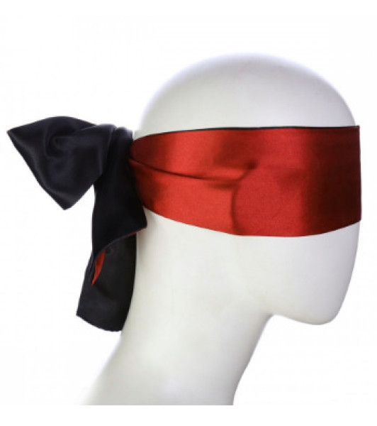 BDSM Masks Satin blindfold, 150 cm x 7.5 cm, red and black  - 2 - notaboo.es