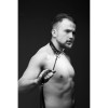 Collar with spikes and leash made of genuine leather, black, One Size - 2 - notaboo.es