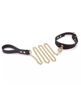 Collar with leash Roomfun, black and gold - notaboo.es