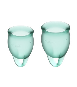 Satisfyer menstrual cup set, dark green, 15 and 20 ml - notaboo.es