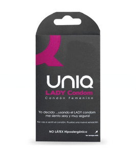 UNIQ female condoms with lace closures, latex free, 3 pcs - notaboo.es