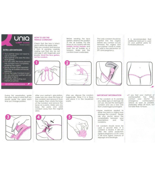 Preservativos femeninos UNIQ con cierre de cordones, sin látex, 3 uds - 1 - notaboo.es
