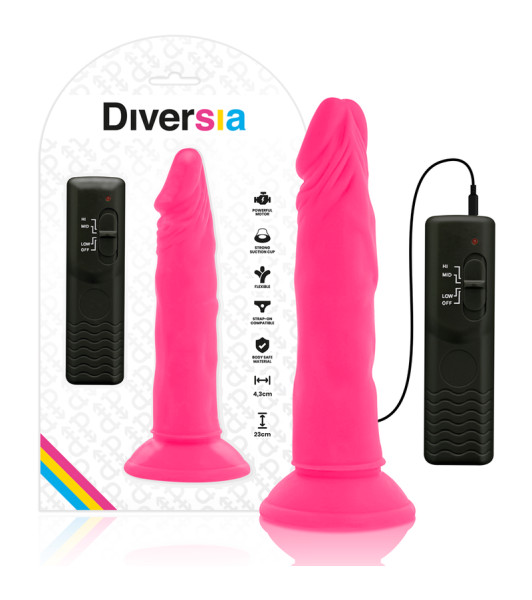 Vibrator realistic Diversia, suction cup, wired remote control, 23 x 4.5 cm - 1 - notaboo.es