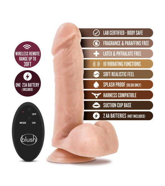Vibrator realistic on the suction cup Blush, with remote control, 16.5 x 4.5 cm - 3 - notaboo.es