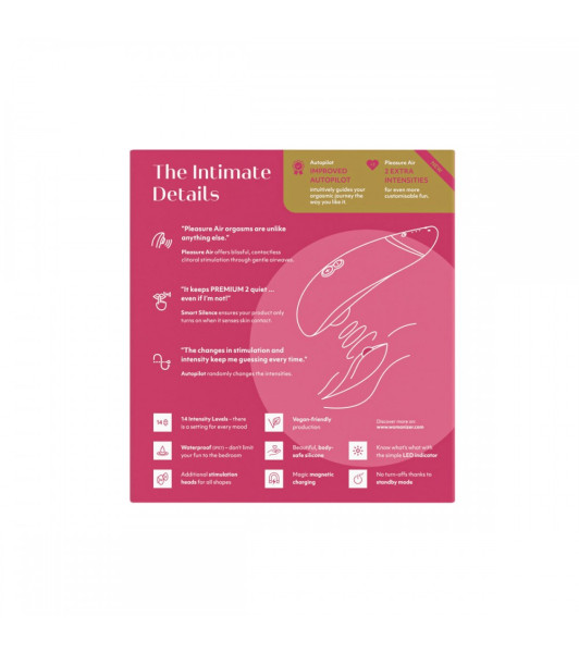Non-contact clitoral stimulator Womanizer Premium 2, pink - 10 - notaboo.es