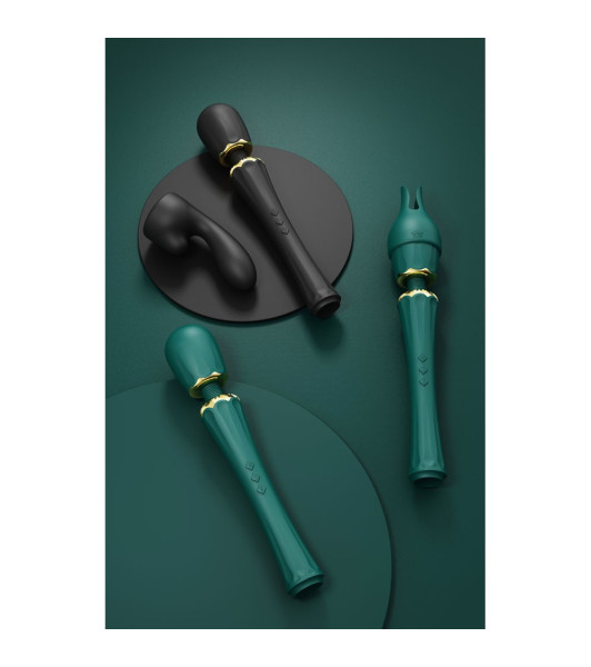 Vibrator microphone Zalo Kyro Wand with nozzles, green, 29 x 5.3 cm - 8 - notaboo.es