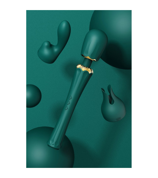 Vibrator microphone Zalo Kyro Wand with nozzles, green, 29 x 5.3 cm - 9 - notaboo.es