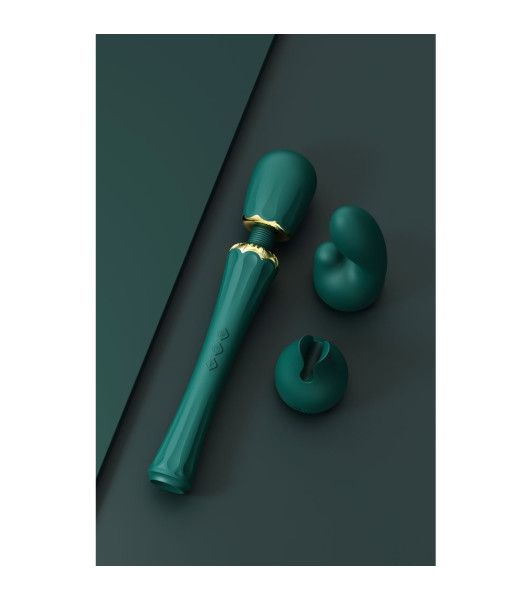 Vibrator microphone Zalo Kyro Wand with nozzles, green, 29 x 5.3 cm - 10 - notaboo.es