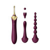 Double-sided universal vibrator ZALO BESS 2, with 4 nozzles and heating, purple - 11 - notaboo.es