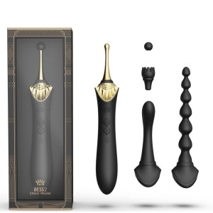 Vibrador universal de doble cara ZALO BESS 2, con 4 boquillas y calefacción, negro