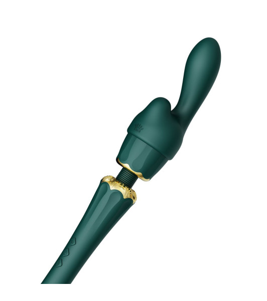 Vibrator microphone Zalo Kyro Wand with nozzles, green, 29 x 5.3 cm - 3 - notaboo.es