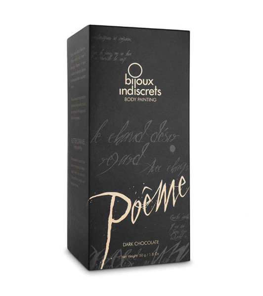 Edible body paint Poême Bijoux Indiscret, dark chocolate flavor, with feather, 50 ml - 5 - notaboo.es