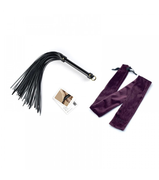 Flogger UPKO from Italian leather, gold plated, black - 3 - notaboo.es
