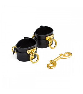 Ankle cuffs made of Italian leather UPKO, black, L - notaboo.es