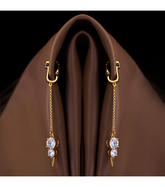 UPKO clitoris and labia jewelry with rhinestone, golden - 4 - notaboo.es