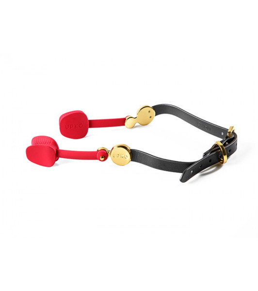UPKO invisible gag, made of silicone, with Italian leather strap, red and black - 6 - notaboo.es