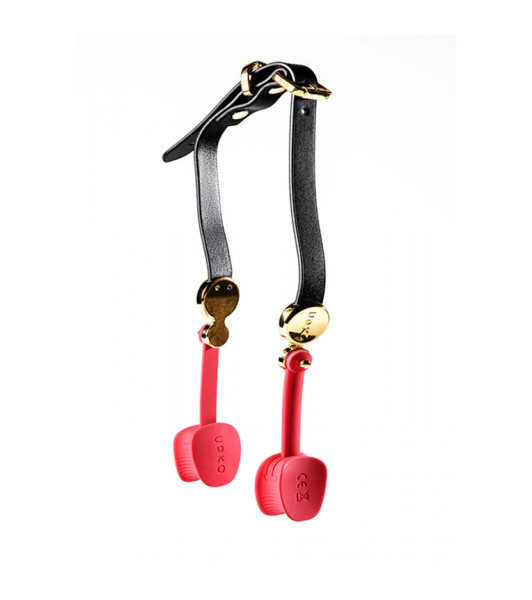 UPKO invisible gag, made of silicone, with Italian leather strap, red and black - 7 - notaboo.es
