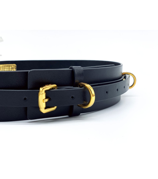 Bondage belt UPKO made of Italian leather, with golden fittings, black, size L - 1 - notaboo.es