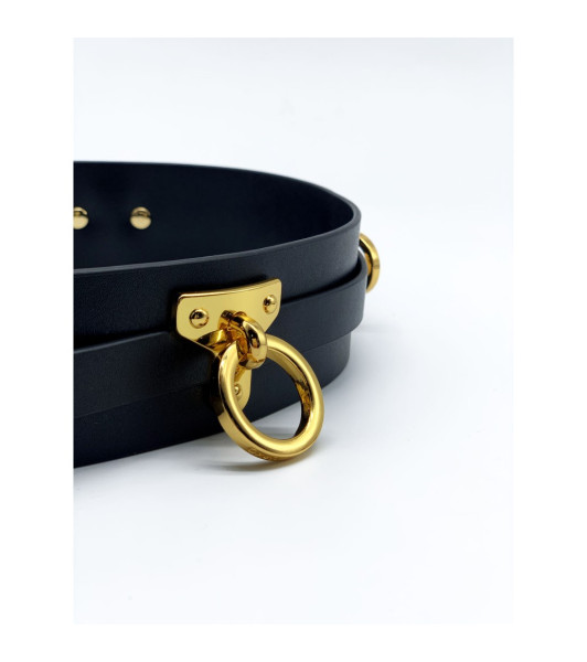 Bondage belt UPKO made of Italian leather, with golden fittings, black, size L - 2 - notaboo.es