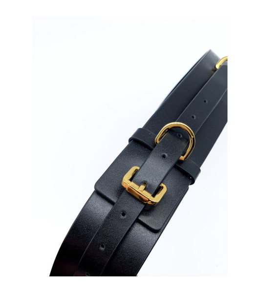 Bondage belt UPKO made of Italian leather, with golden fittings, black - 3 - notaboo.es