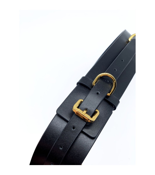 Bondage belt UPKO made of Italian leather, with golden fittings, black, size L - 3 - notaboo.es