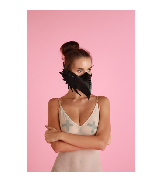 Raven mouth mask handmade, leather, black - notaboo.es