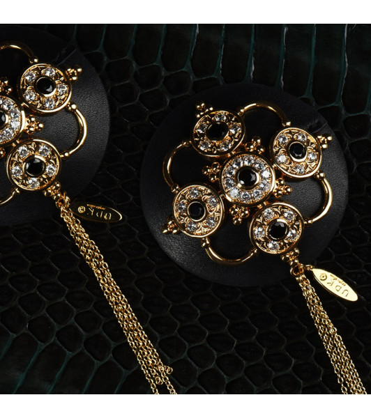 Pestils with rock crystal UPKO, made of Italian leather, black - 2 - notaboo.es