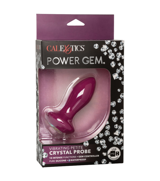 Anal plug with crystal Cal Exotics, with vibration, purple, 9.5 x 3.2 cm - 3 - notaboo.es