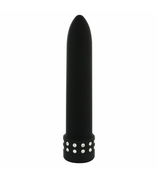 Vibrating bullet with Seven Creations crystals, black, 11 x 2.5 cm - notaboo.es