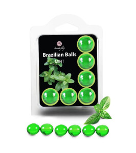 Brazilian balls with massage oil Secret Play, with vibration effect, with mint flavor, 2 pcs - notaboo.es