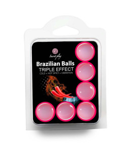 Brazilian balls with massage oil Secret Play, with the effect of vibration, heating and cooling, 6 pcs - notaboo.es