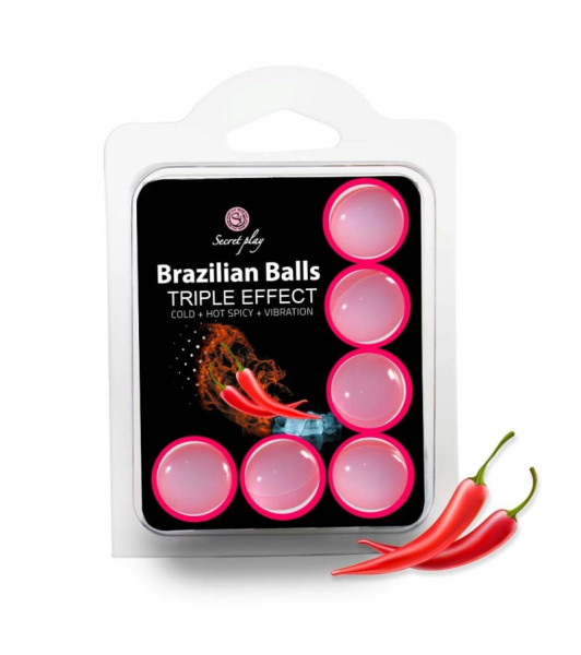 Brazilian balls with massage oil Secret Play, with the effect of vibration, heating and cooling, 6 pcs - 1 - notaboo.es