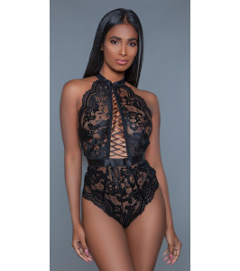Erotic lace body M Be Wicked, semitransparent, black - notaboo.es