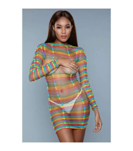 Sexy One Size Be Wicked Striped Dress, Translucent, Multicolor - notaboo.es