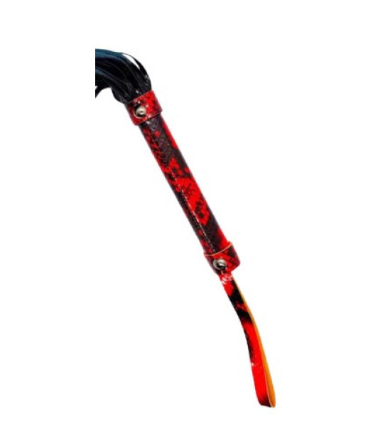 Flogger en relieve de piel de serpiente, rojo y negro, 46 cm - 1 - notaboo.es