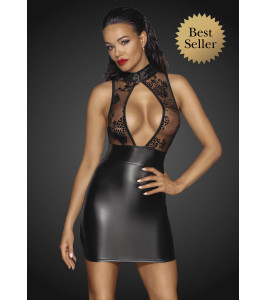 Sexy dress S Noir Handmade F241, with a transparent top and deep cleavage - notaboo.es
