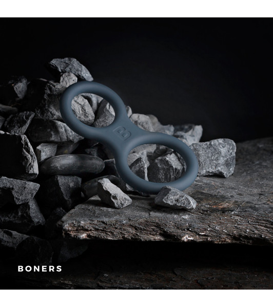 Anillo para el pene y testículos de silicona Boners  - Gris - 3 - notaboo.es