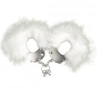 Metal handcuffs Adrien Lastic with white feathers
