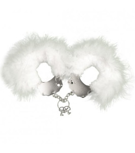 Metal handcuffs Adrien Lastic with white feathers - notaboo.es