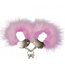 Metal handcuffs Adrien Lastic with pink feathers - notaboo.es