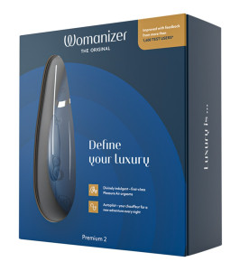Estimulador de clítoris sin contacto Womanizer Premium 2, azul - notaboo.es