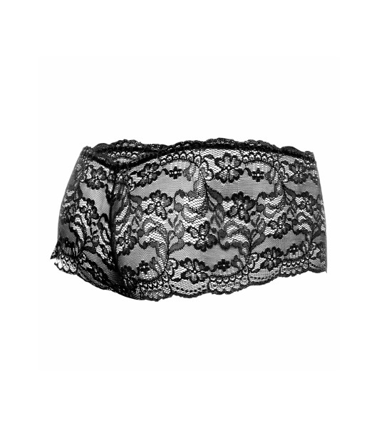 Sexy men's lace briefs Boy Short, L/XL, Black - 4 - notaboo.es