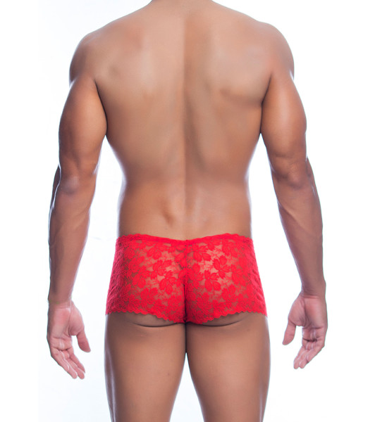 Sexy men's lace briefs Boy Short, L/XL, Red - 1 - notaboo.es
