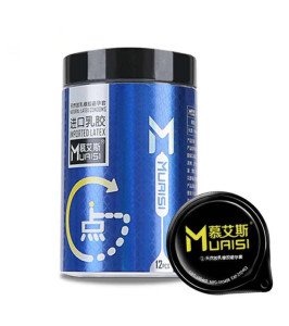 Condoms ultra-thin latex Muaisi with pimples and increased amount of lubricant 0.02 mm price for 1pc blue package - notaboo.es