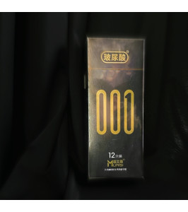 Preservativos 001 Muaisi estriados con lubricación adicional. caja negra 12 psc - notaboo.es